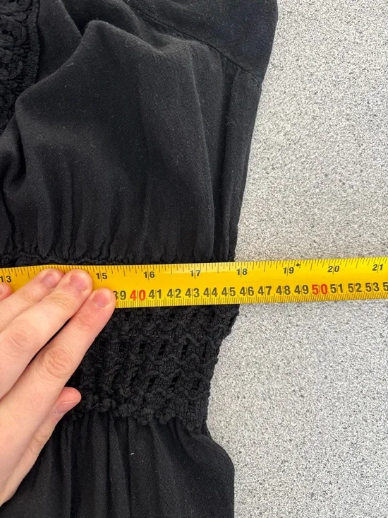 Black Dark Cottagecore Whimsigoth Midi Dress Romantic Lace Crochet Embroidery - Picture 14 of 14